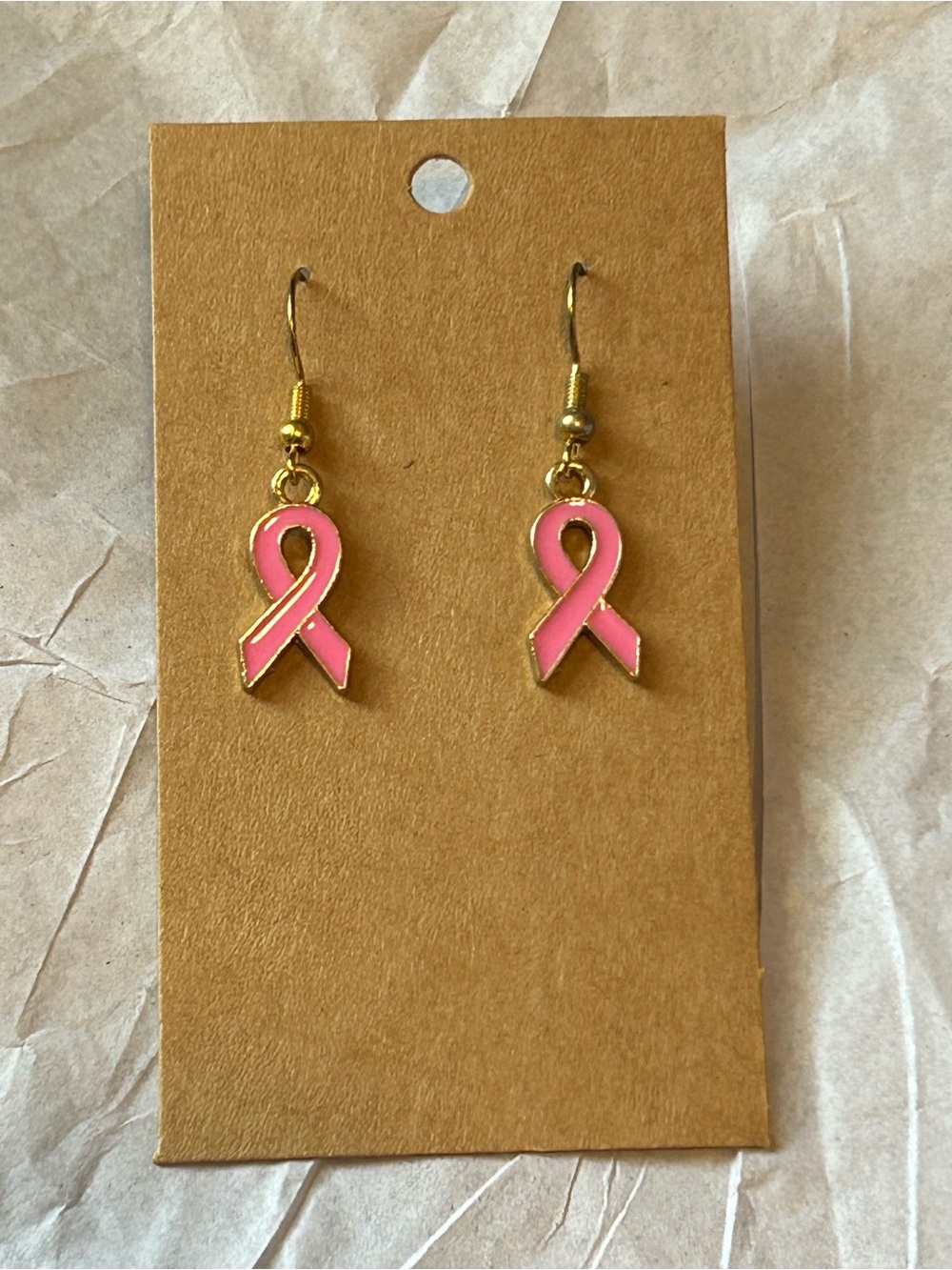 🎀 Pink Ribbon Breast Cancer Awareness Dangle Earrings – New
